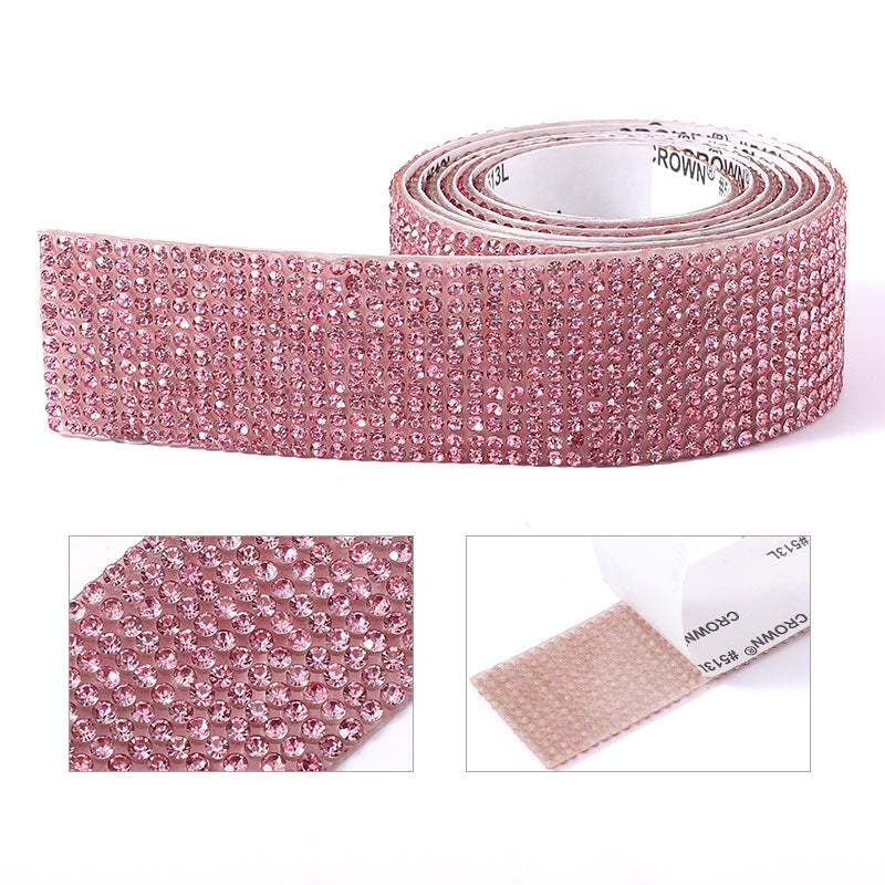Self Adhesive Rhinestone Wrap Strip Roll Diamond Tape 1 Yard (91.44cm) 12 Row Super Sparkly Crystal For DIY Making