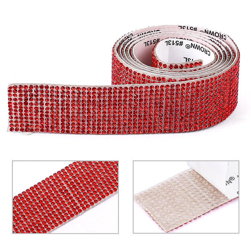 Self Adhesive Rhinestone Wrap Strip Roll Diamond Tape 1 Yard (91.44cm) 12 Row Super Sparkly Crystal For DIY Making