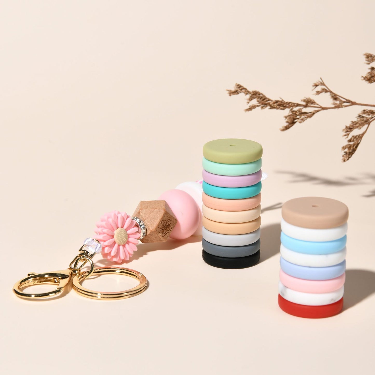 25mm Flat Round Silicone Beads Coin Loose Beads for DIY Pen Keychain Necklace Bracelet Earring Pendants Jewelry Making