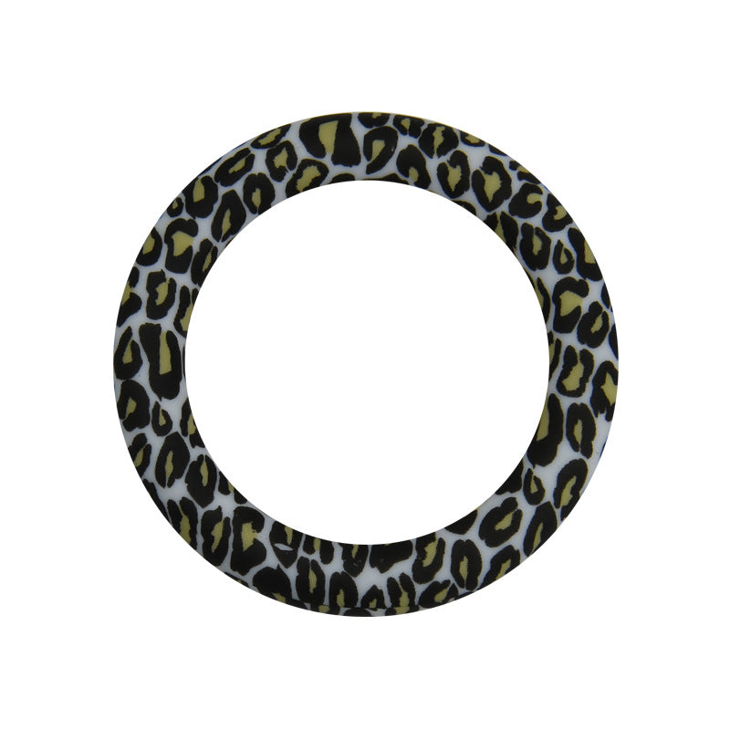 65mm Silicone Printed Ring, Round Silicone Solid Glitter Ring with 2 hole,Silicone beadable O rings,Silicone Loop for Car Hanging Charm Making
