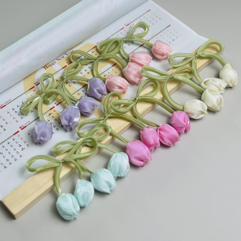 Pretty Tulip Flower Patch, Cute Floral Applique for Bags, Dress, Gown, Bow Knot DIY, Hats, Hair Accessories, Brooch, Clothing Sewing Supply
