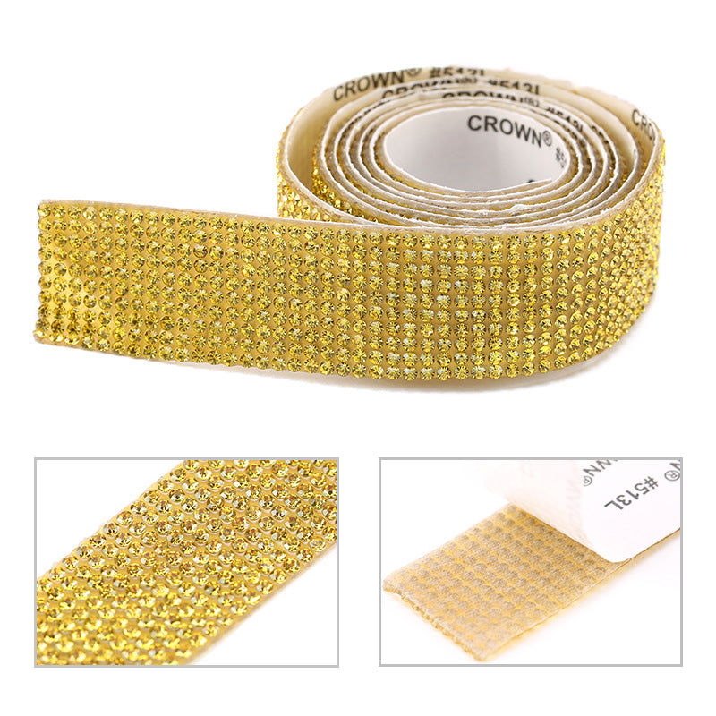 Self Adhesive Rhinestone Wrap Strip Roll Diamond Tape 1 Yard (91.44cm) 12 Row Super Sparkly Crystal For DIY Making