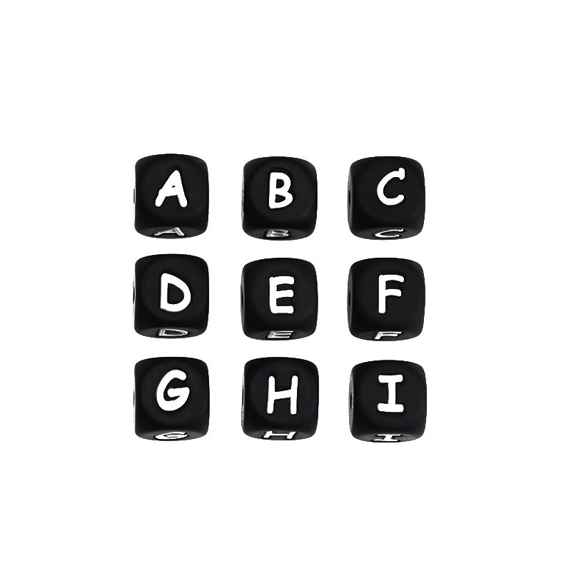 26pcs/pack 12mm Square Cube Letter Silicone Beads, Silicone Letters Beads, English Alphabet Letter Beads, Soft Loose Beads, Jewelry Craft Making