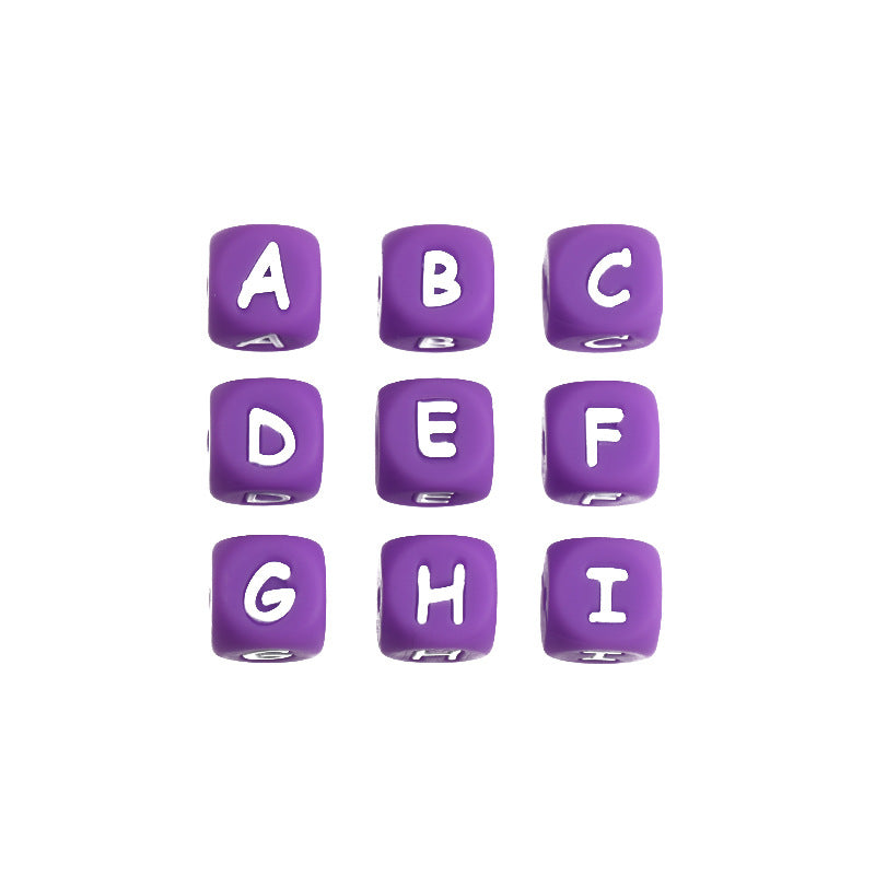 26pcs/pack 12mm Square Cube Letter Silicone Beads, Silicone Letters Beads, English Alphabet Letter Beads, Soft Loose Beads, Jewelry Craft Making