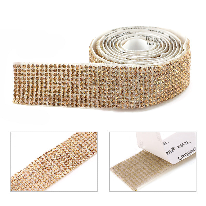 Self Adhesive Rhinestone Wrap Strip Roll Diamond Tape 1 Yard (91.44cm) 12 Row Super Sparkly Crystal For DIY Making