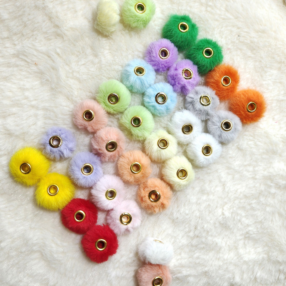20mm Fuzzy Beads Spacer, Soft Furry Spacer,Mix Color Faux Furry Beads, Beads For Pen, Large Hole Spacer Beads