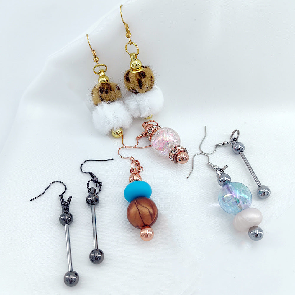 Personalized Custom DIY Metal Beadable Earrings Blank Bar Add Gems Jewels Quartz Beads Charm Novelty Stylish INS Beaded Earring