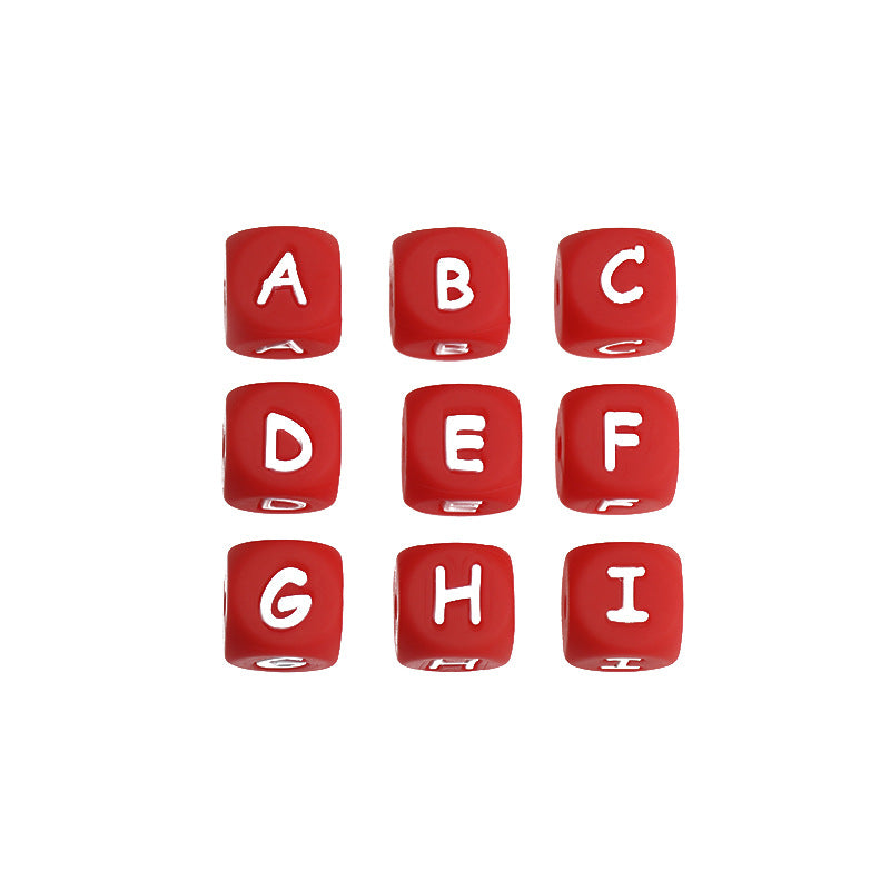 26pcs/pack 12mm Square Cube Letter Silicone Beads, Silicone Letters Beads, English Alphabet Letter Beads, Soft Loose Beads, Jewelry Craft Making