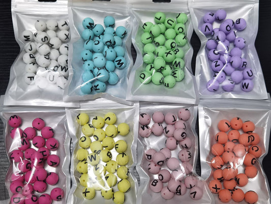26pcs/pack Round Silicone Alphabet Letter Beads - DIY Keychain, Pen, Jewelry Making Beads