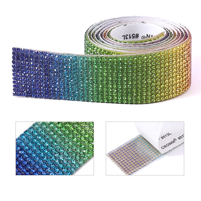 Self Adhesive Rhinestone Wrap Strip Roll Diamond Tape 1 Yard (91.44cm) 12 Row Super Sparkly Crystal For DIY Making