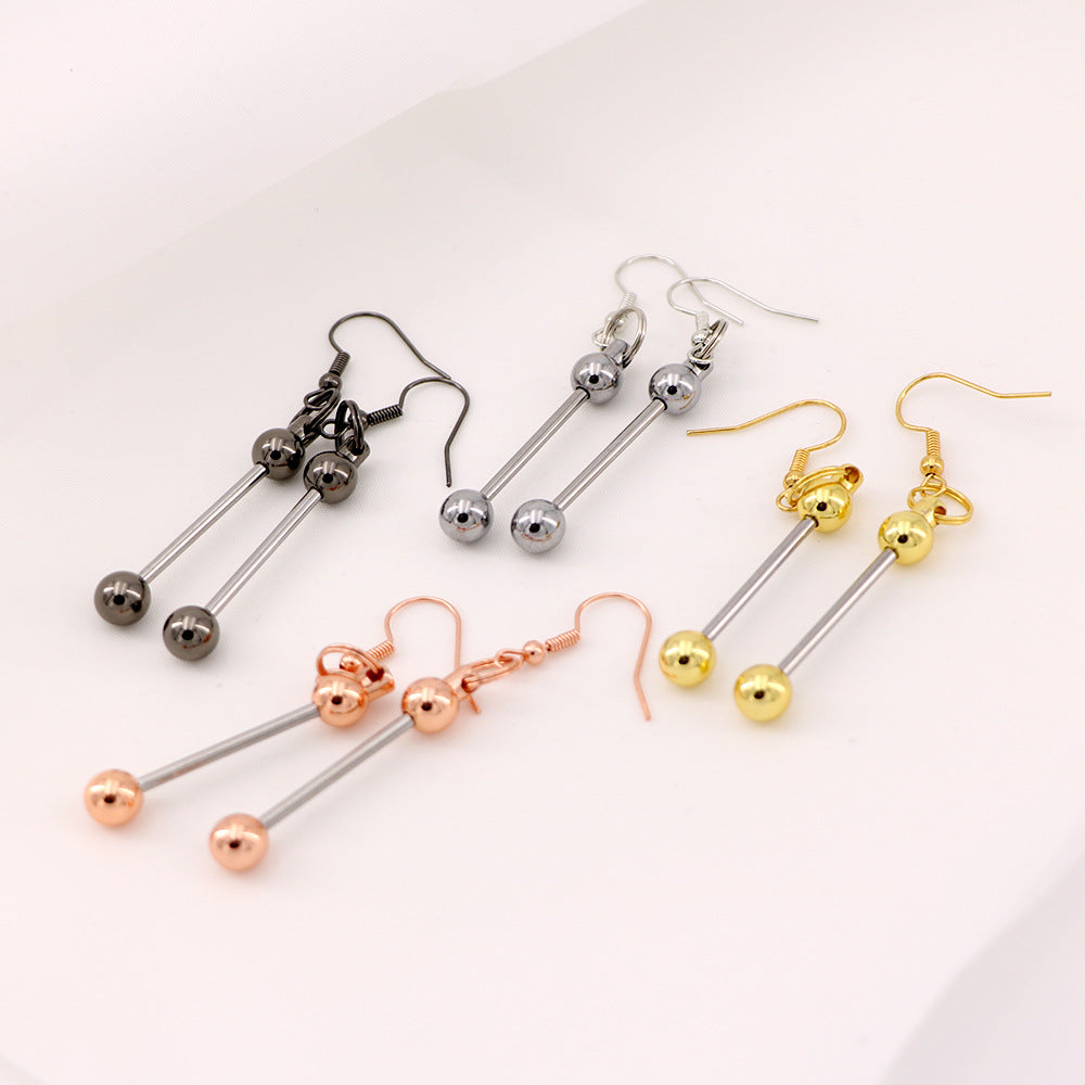 Personalized Custom DIY Metal Beadable Earrings Blank Bar Add Gems Jewels Quartz Beads Charm Novelty Stylish INS Beaded Earring