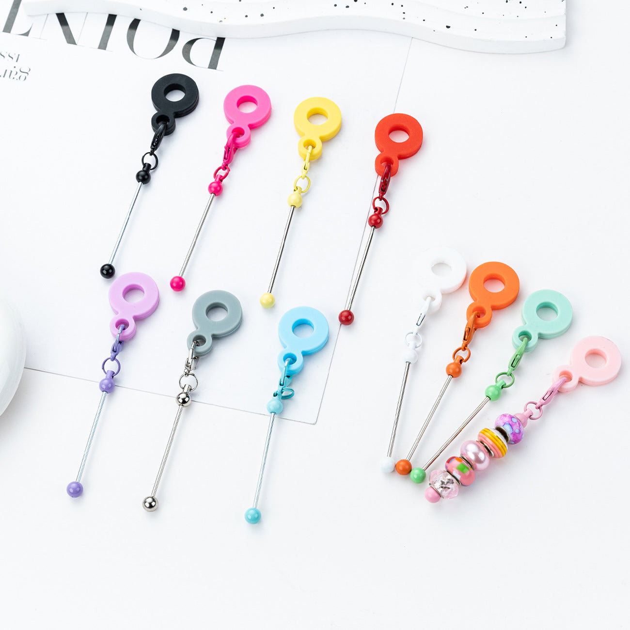 Beadable Cup Charm, Straw Charm Blank Bar for Cup Pendant Ornament, DIY Beaded Cup Charm