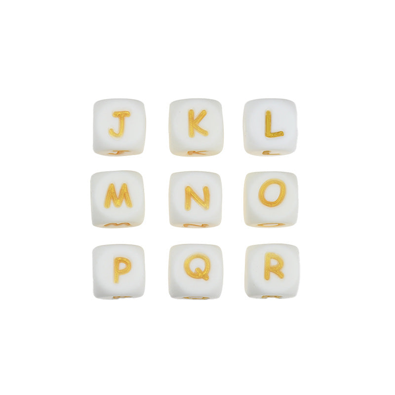 26pcs/pack 12mm Square Cube Letter Silicone Beads, Silicone Letters Beads, English Alphabet Letter Beads, Soft Loose Beads, Jewelry Craft Making