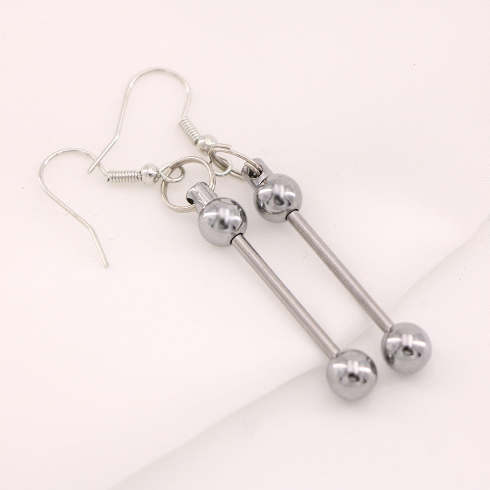 Personalized Custom DIY Metal Beadable Earrings Blank Bar Add Gems Jewels Quartz Beads Charm Novelty Stylish INS Beaded Earring