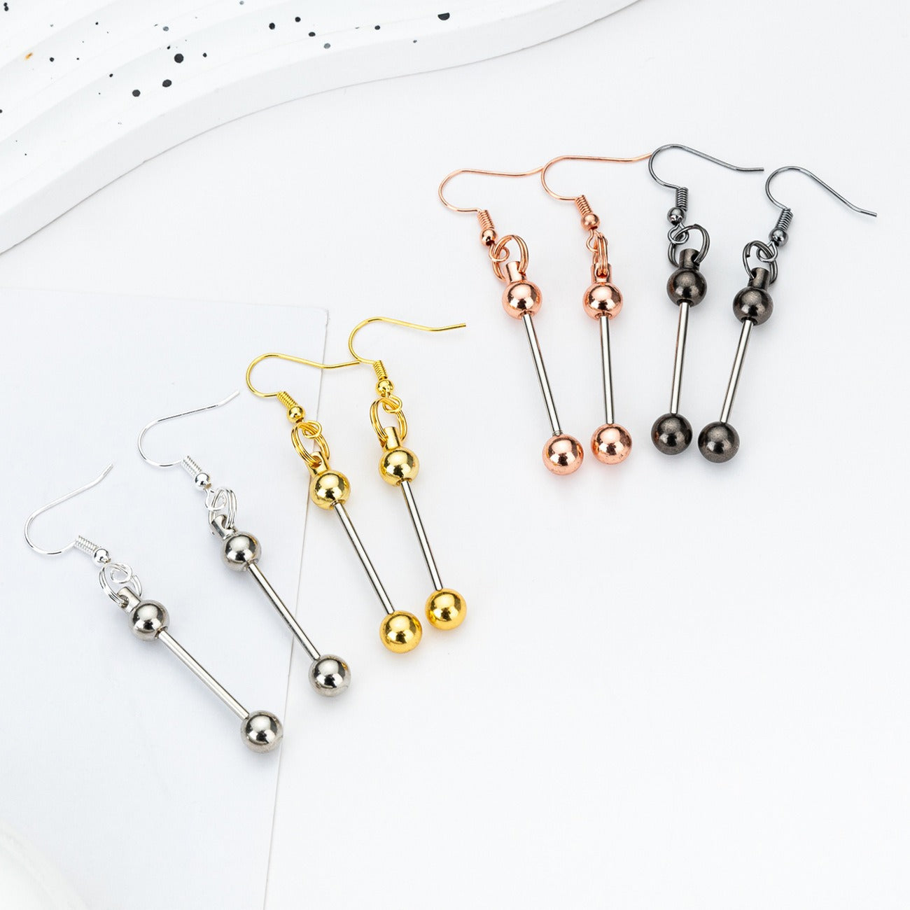 Personalized Custom DIY Metal Beadable Earrings Blank Bar Add Gems Jewels Quartz Beads Charm Novelty Stylish INS Beaded Earring