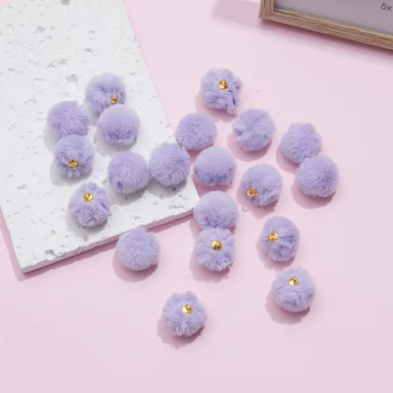 20mm Fur Pom Pom Ball Pendant, Faux Fox Fur Fabric Pendant , Fur Balls Charm Pendant, Furry Charm, Furry Earring Charm, Jewelry Pendant