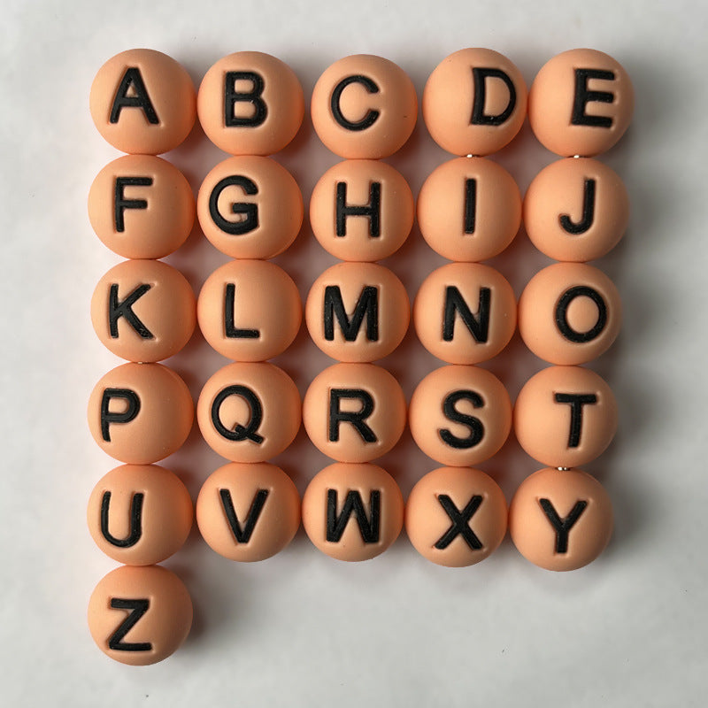 26pcs/pack Round Silicone Alphabet Letter Beads - DIY Keychain, Pen, Jewelry Making Beads