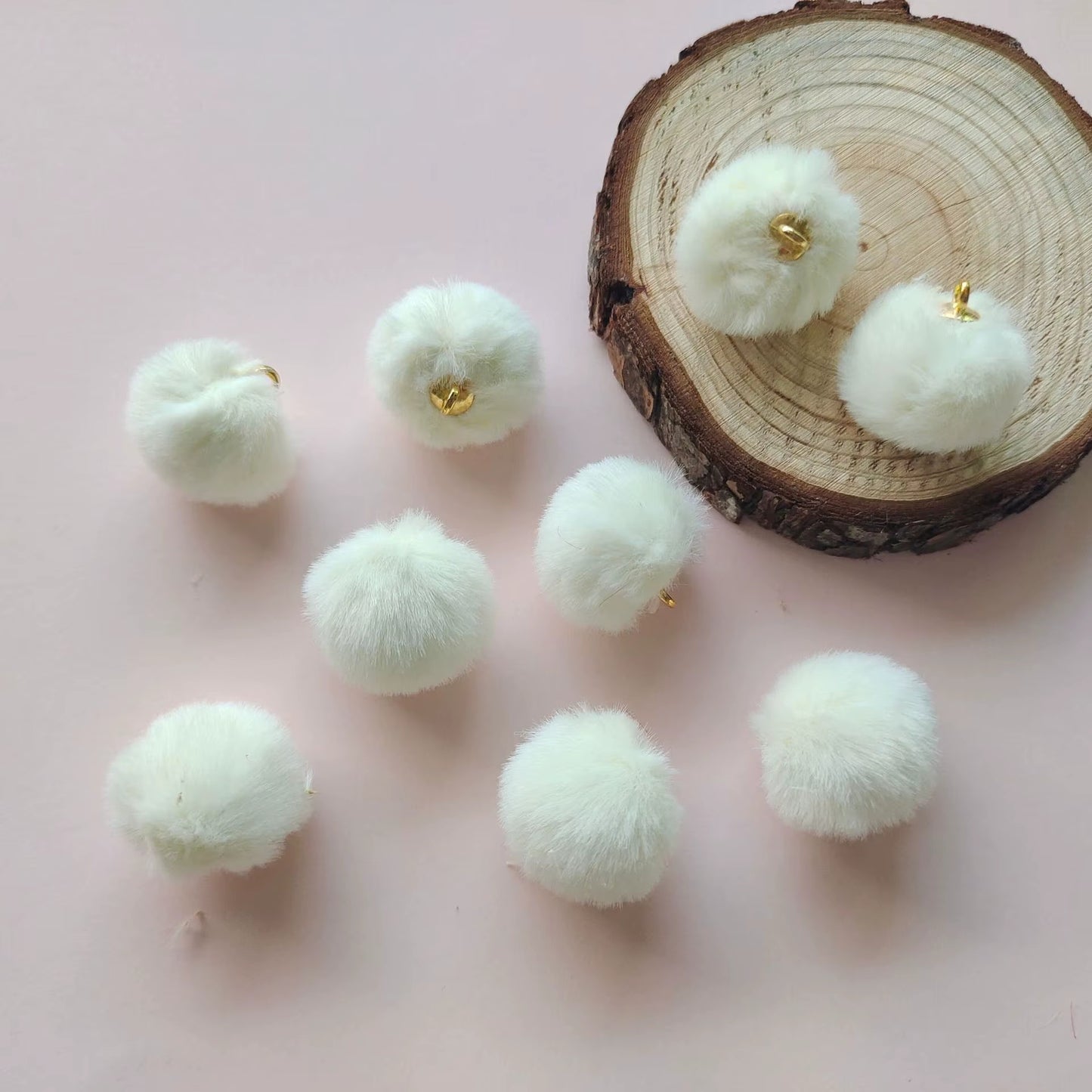 20mm Fur Pom Pom Ball Pendant, Faux Fox Fur Fabric Pendant , Fur Balls Charm Pendant, Furry Charm, Furry Earring Charm, Jewelry Pendant