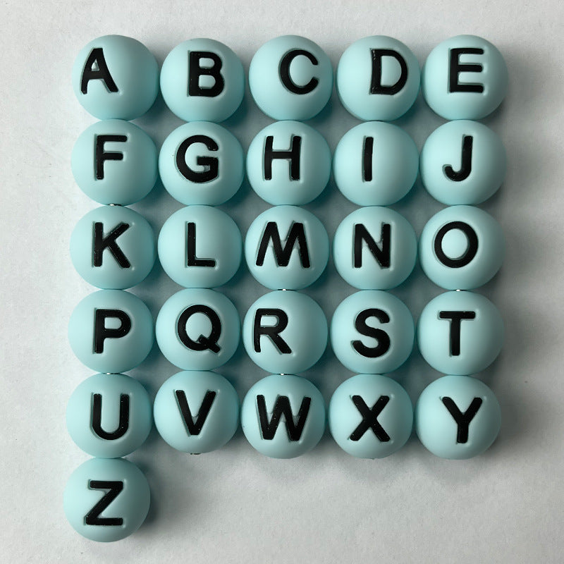 26pcs/pack Round Silicone Alphabet Letter Beads - DIY Keychain, Pen, Jewelry Making Beads