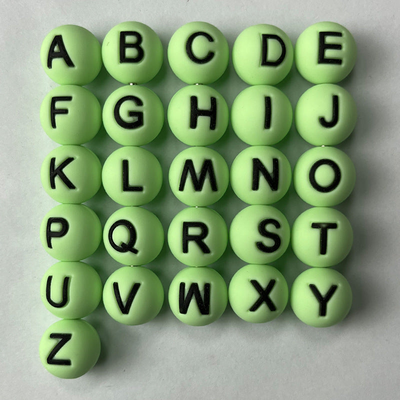 26pcs/pack Round Silicone Alphabet Letter Beads - DIY Keychain, Pen, Jewelry Making Beads