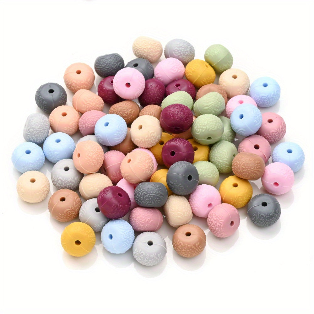 14mm Silicone Embossed Decorative Abacus Beads for DIY stuff beadable pen, DIY jewelry making, necklaces, bracelets, keychains, and handicraft materials