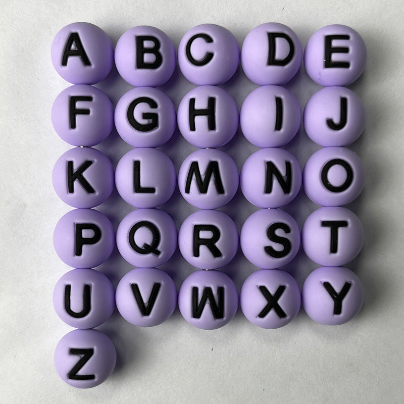 26pcs/pack Round Silicone Alphabet Letter Beads - DIY Keychain, Pen, Jewelry Making Beads