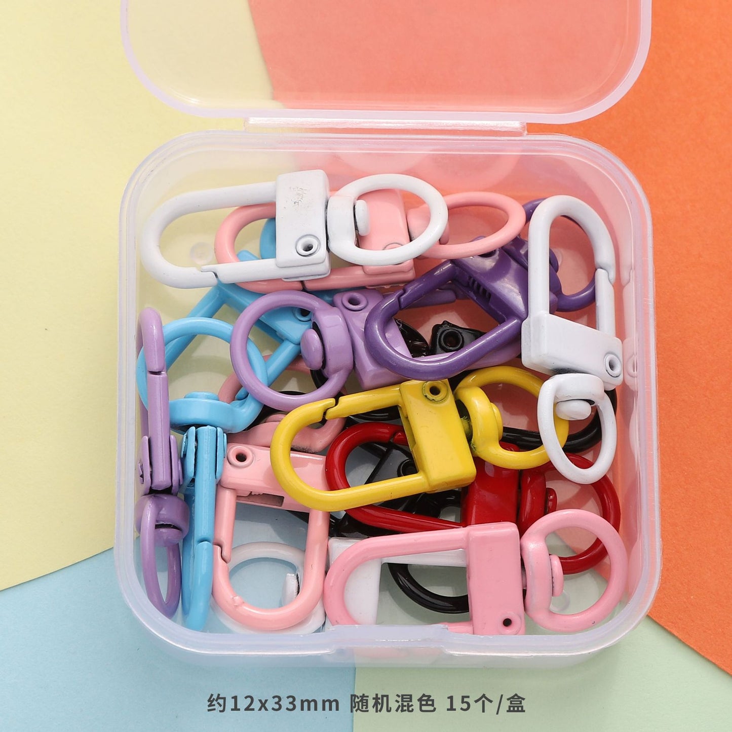 Mixed Rainbow Color Alloy Lobster Clasp Hooks Ball Chains Open Rings for Keychain DIY Jewelry Making Findings Supplies Findings