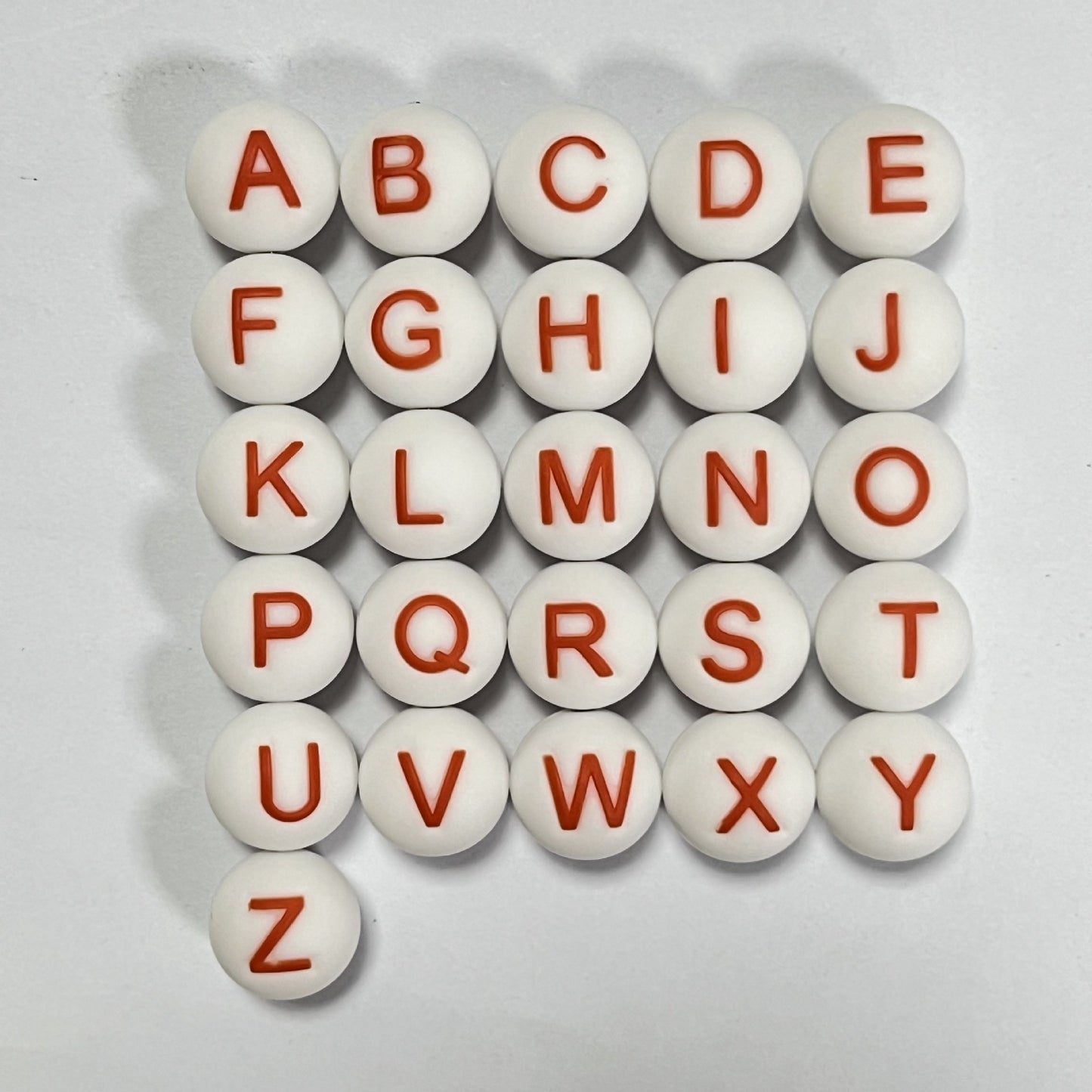 26pcs/pack Round Silicone Alphabet Letter Beads - DIY Keychain, Pen, Jewelry Making Beads