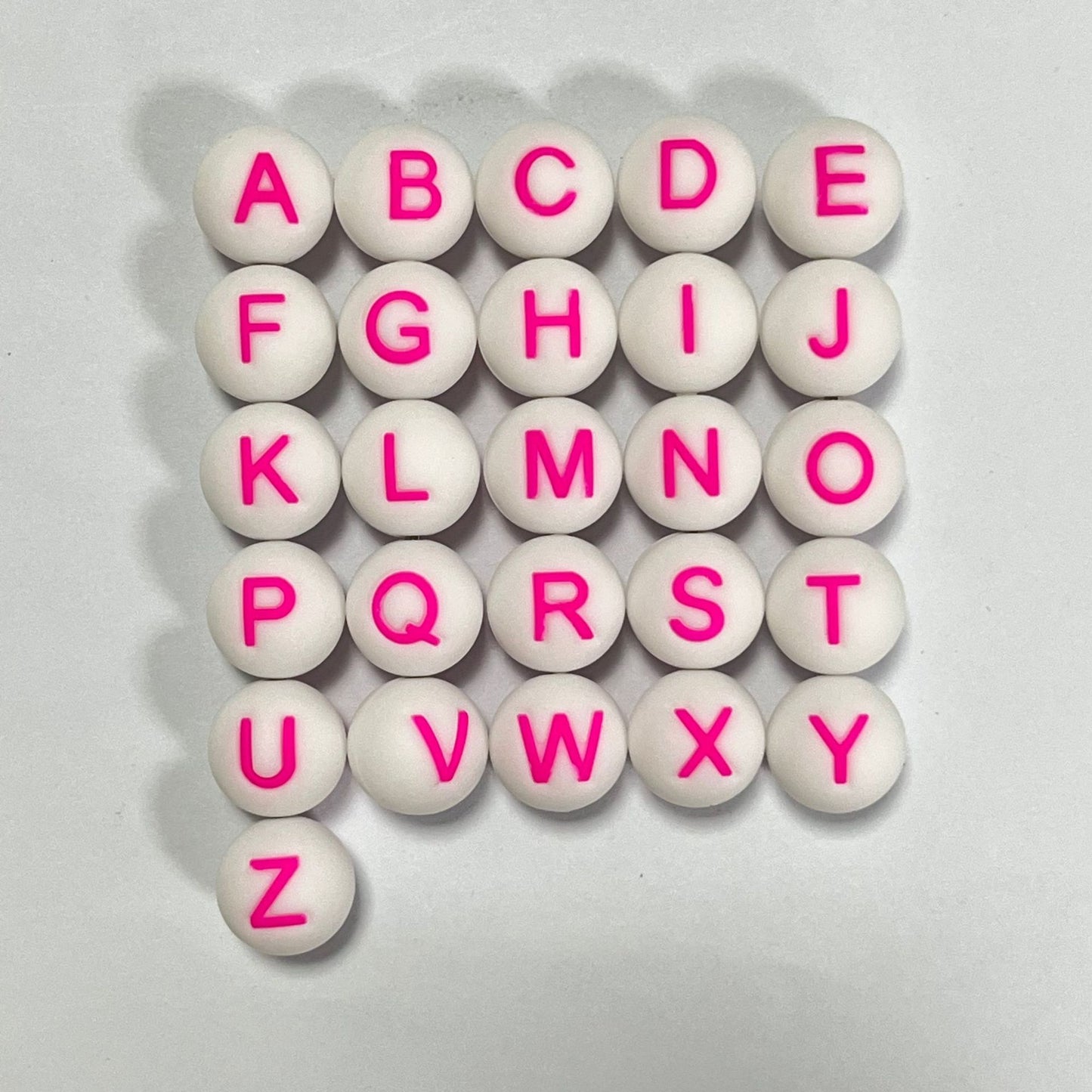 26pcs/pack Round Silicone Alphabet Letter Beads - DIY Keychain, Pen, Jewelry Making Beads