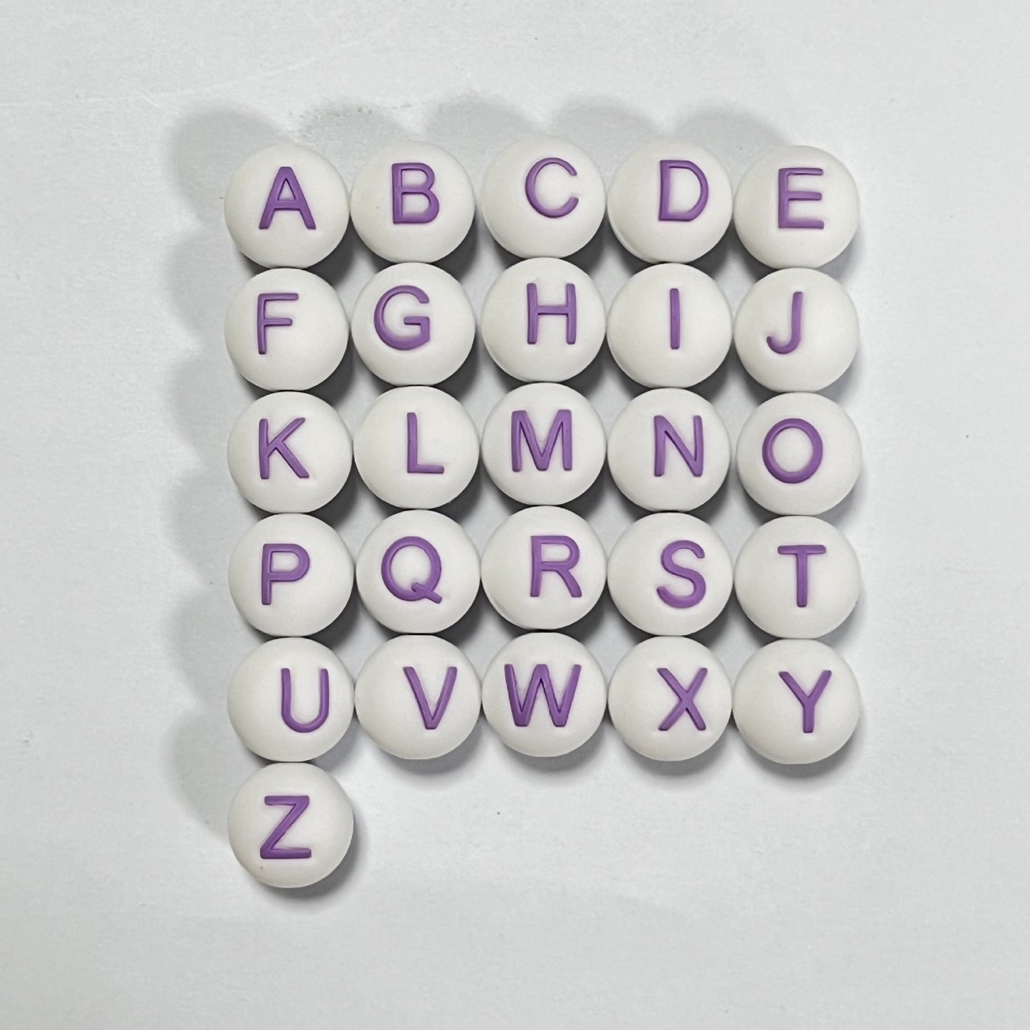 26pcs/pack Round Silicone Alphabet Letter Beads - DIY Keychain, Pen, Jewelry Making Beads