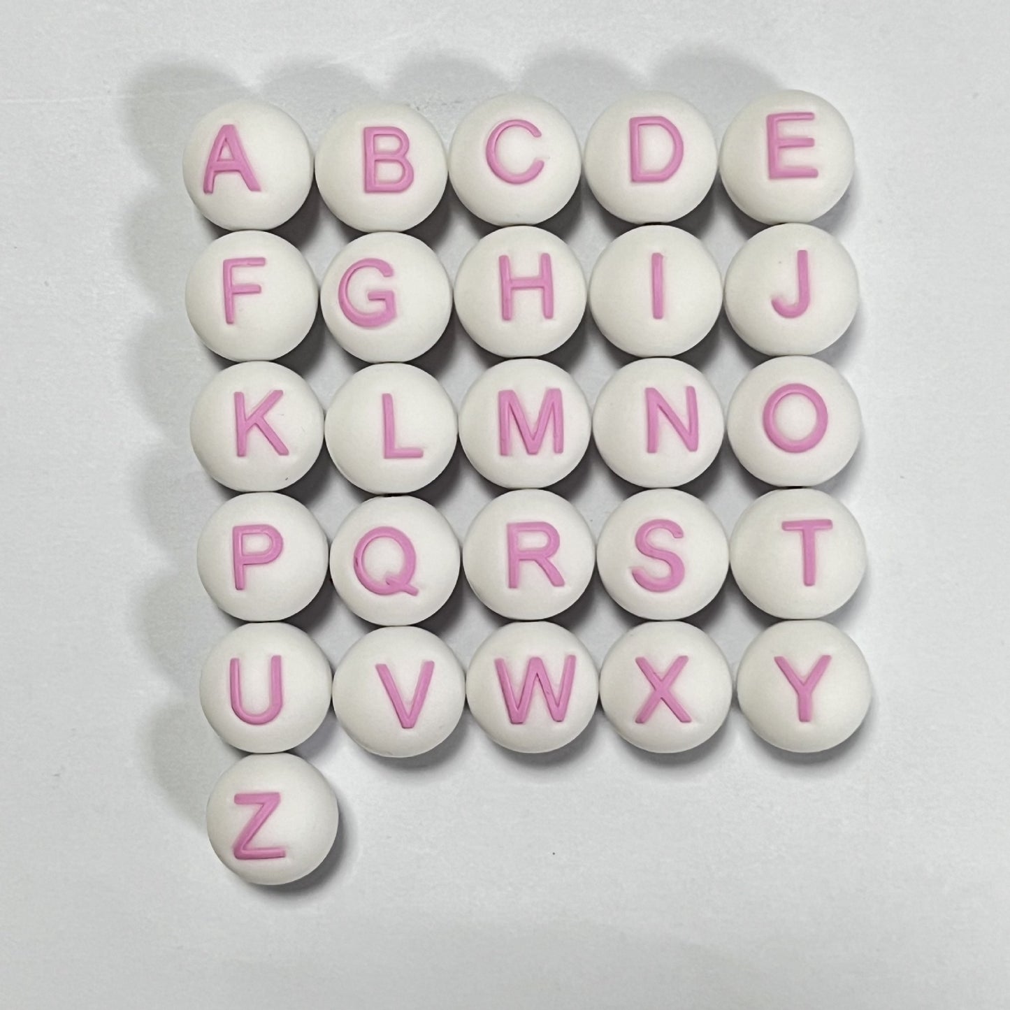 26pcs/pack Round Silicone Alphabet Letter Beads - DIY Keychain, Pen, Jewelry Making Beads