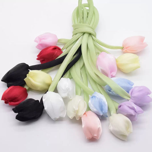 Pretty Tulip Flower Patch, Cute Floral Applique for Bags, Dress, Gown, Bow Knot DIY, Hats, Hair Accessories, Brooch, Clothing Sewing Supply