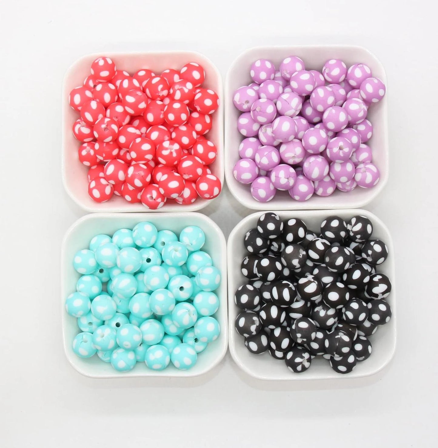 15mm printed silicone beads, wholesale silicone beads, DIY crafts for necklaces, keychains, bags making