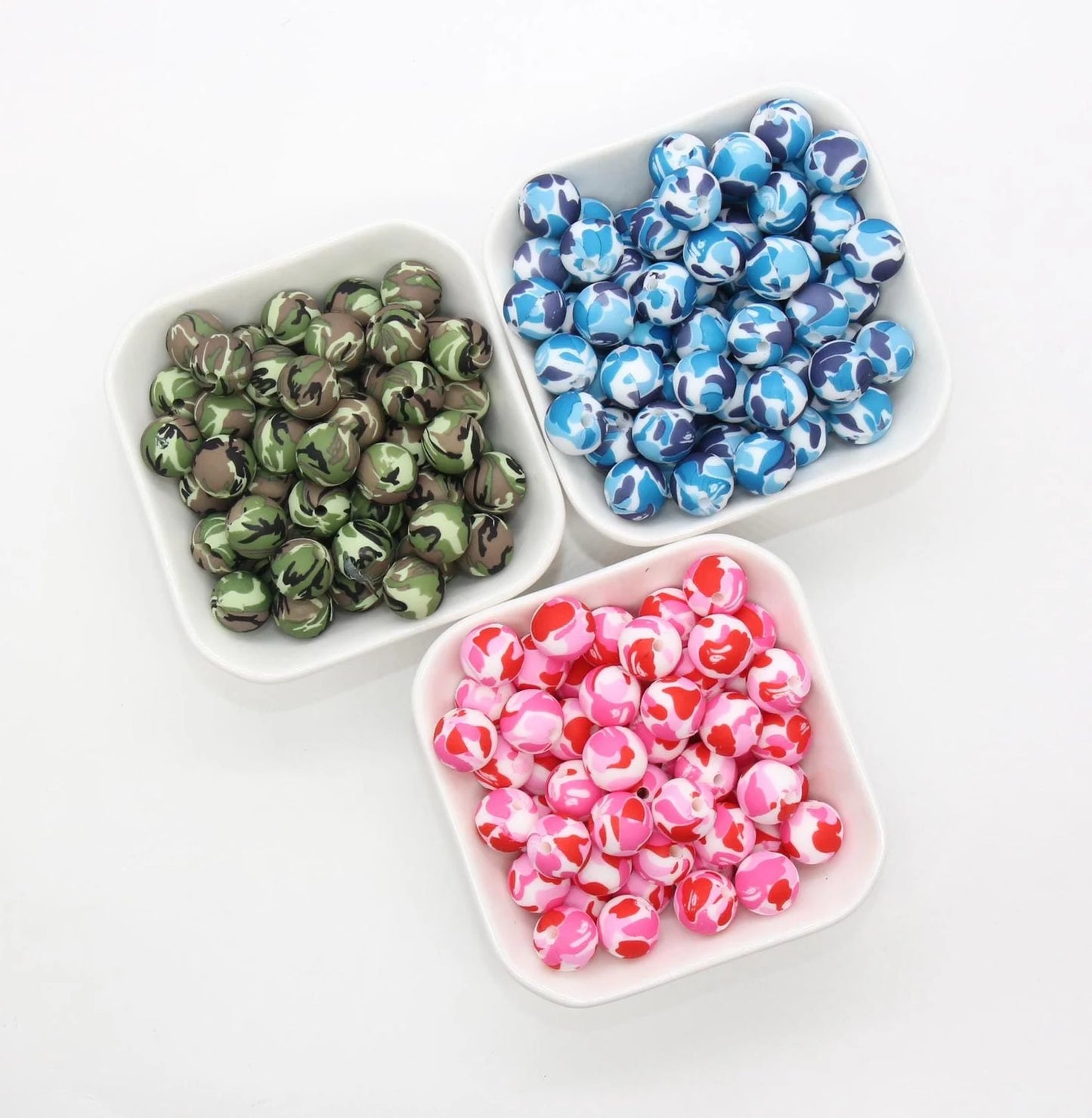 15mm printed silicone beads, wholesale silicone beads, DIY crafts for necklaces, keychains, bags making