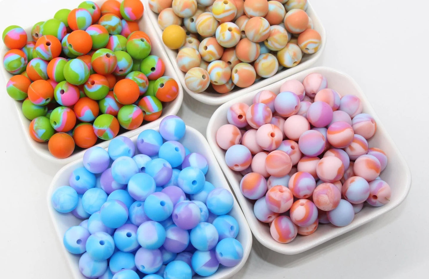 15mm printed silicone beads, wholesale silicone beads, DIY crafts for necklaces, keychains, bags making