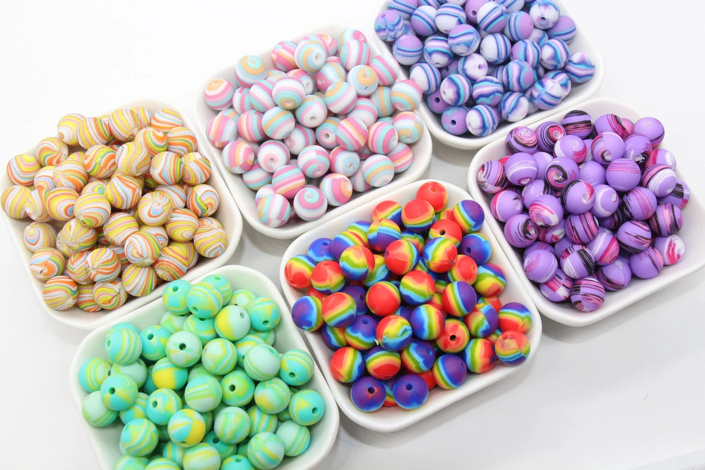 15mm printed silicone beads, wholesale silicone beads, DIY crafts for necklaces, keychains, bags making