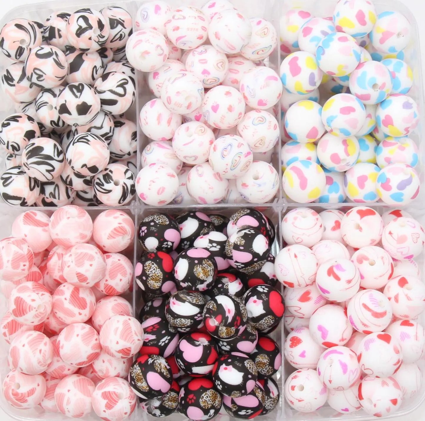 15mm printed silicone beads, wholesale silicone beads, DIY crafts for necklaces, keychains, bags making