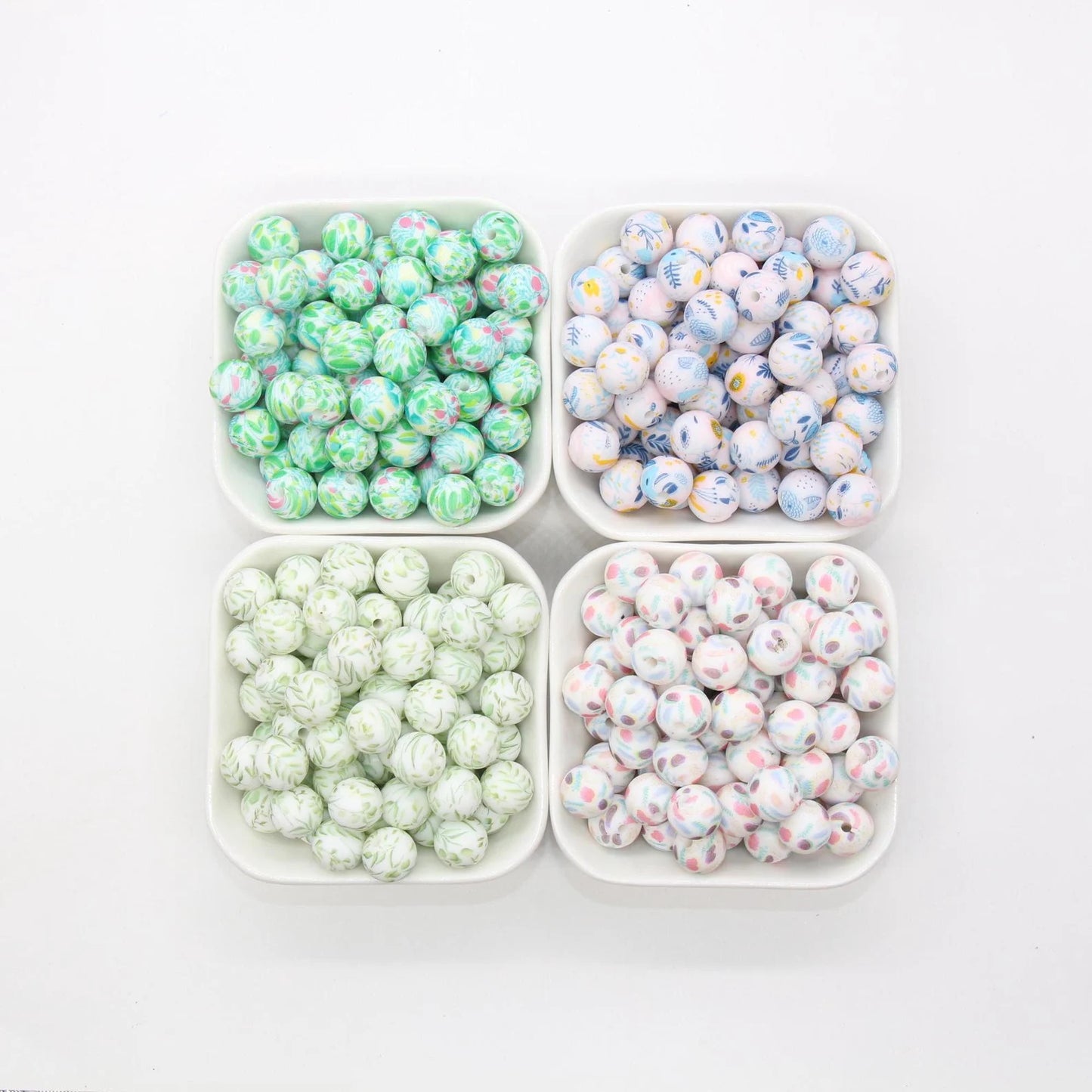 15mm printed silicone beads, wholesale silicone beads, DIY crafts for necklaces, keychains, bags making