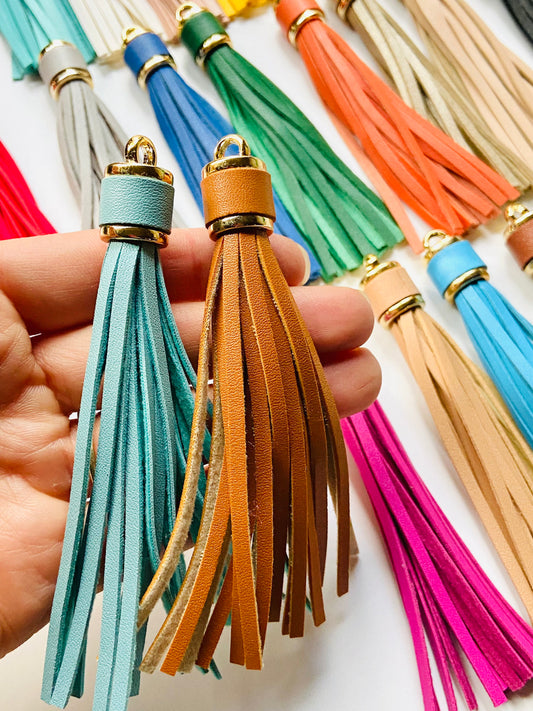 Leather Tassels With Gold Connector for DIY Crafts, Bead Garlands, Keychains and Purse Tassels, PU Leather Tassel, DIY Jewelry Making