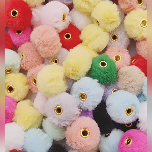 25mm Fuzzy Beads Spacer, Soft Fluffy Spacer,Mix Color Faux Furry Beads, Beads For Pen, Large Hole Spacer Beads (Copy)