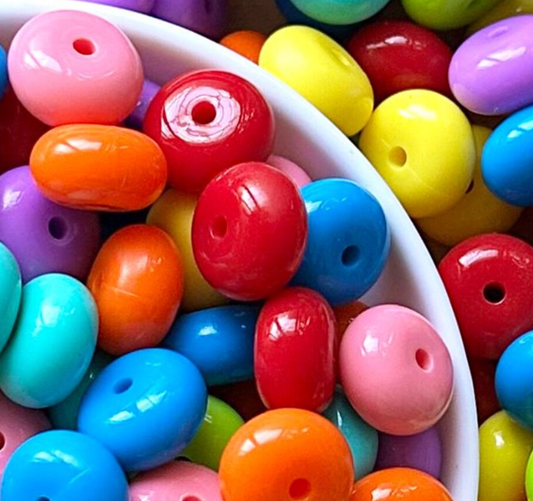 14mm Silicone Glossy Liquid Abacus Rainbow Assorted Color Beads,Loose Abacus Silicone Beads,Spacer Beads