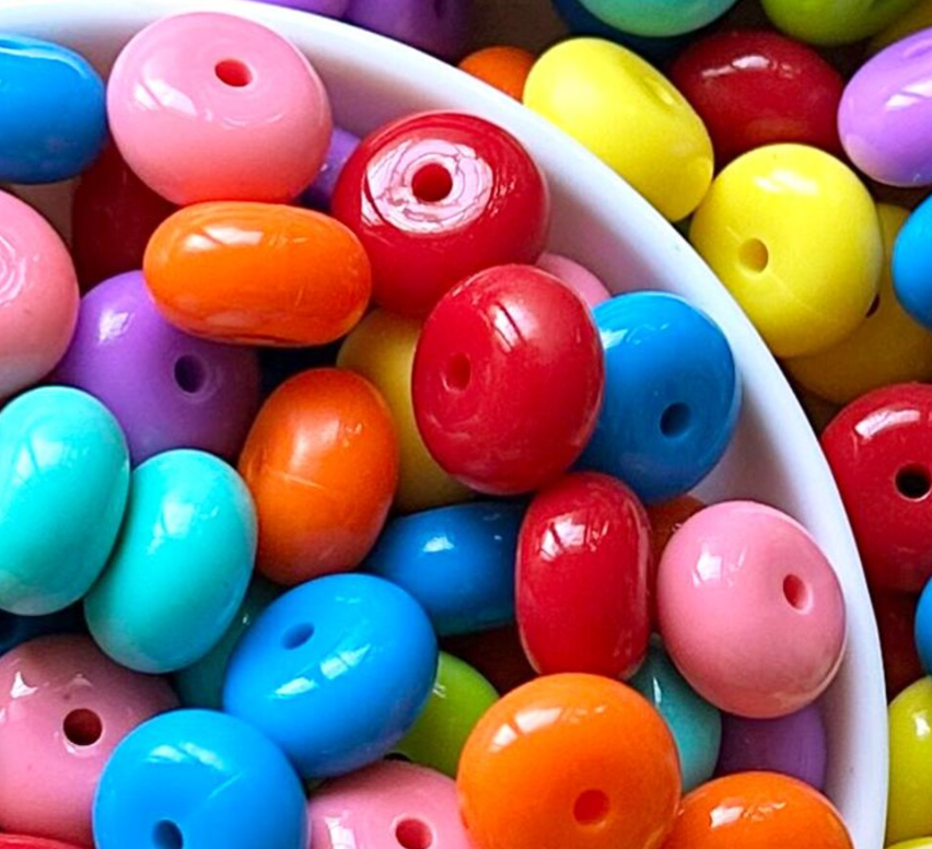 14mm Silicone Glossy Liquid Abacus Rainbow Assorted Color Beads,Loose Abacus Silicone Beads,Spacer Beads